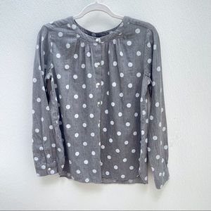 Loft 100% cotton polka dot blouse XS top spotted